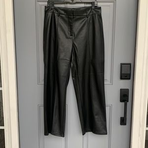 Black wide leg faux leather pants